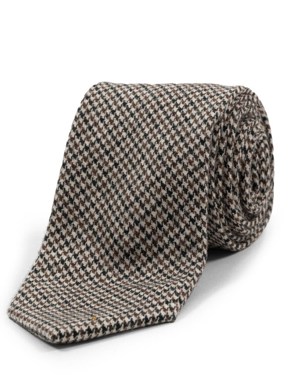 AN IVY - Brown Houndstooth Wool Ties