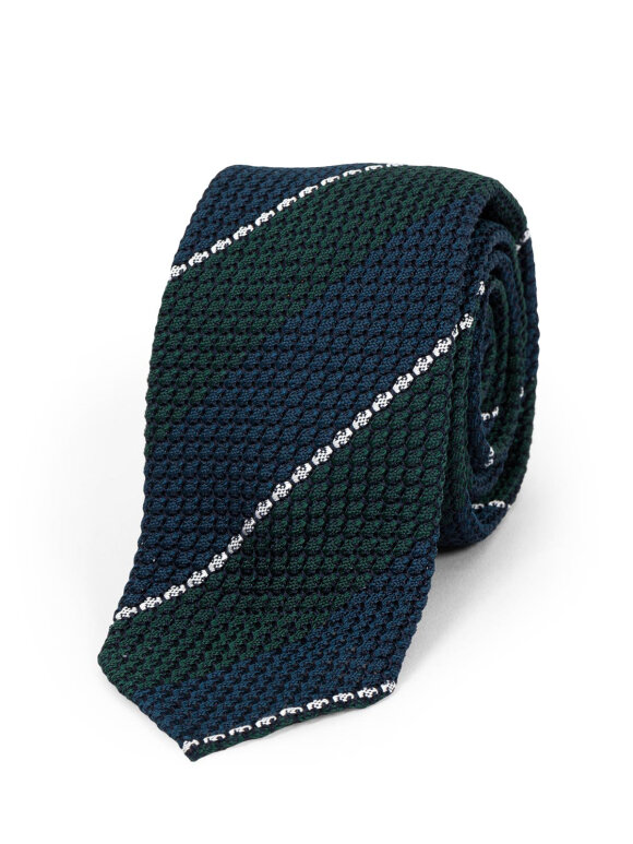 AN IVY - Blue Green White Grenadine Tie