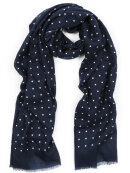 AN IVY - Navy Polka Wool Scarf Scarf