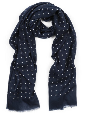 AN IVY - Navy Polka Wool Scarf Scarf