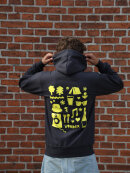 Wonderfestiwall - Charcoal Hoodie m. gul print Wonderfestiwall - Charcoal Hoodie m. gul print