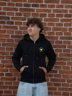 Wonderfestiwall - Sort Zip Hoodie m. gul print 
