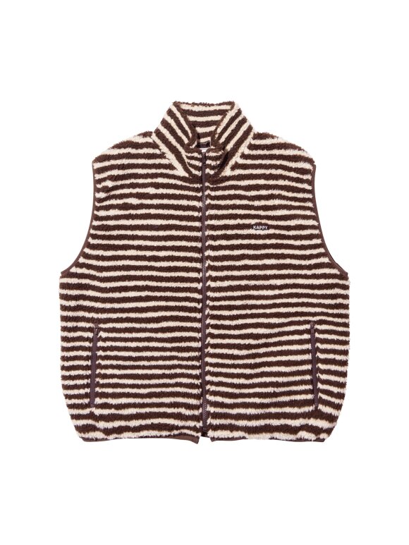 KAPPY - Stripe Fleece Zipper Vest KAPPY - Stripe Fleece Zipper Vest