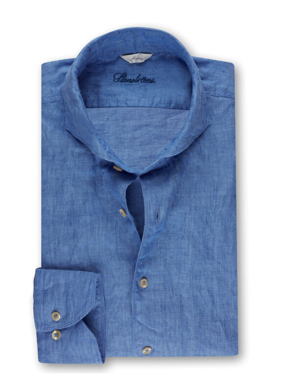 Stenstrøms - Blue Slimline Linen Shirt