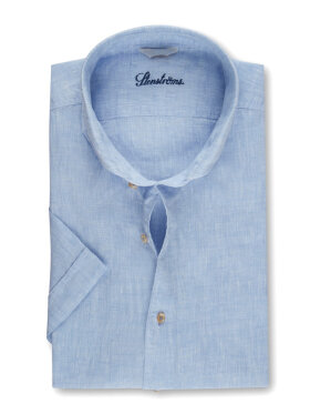 Stenstrøms - Blue Slimline Linen Shirt SS