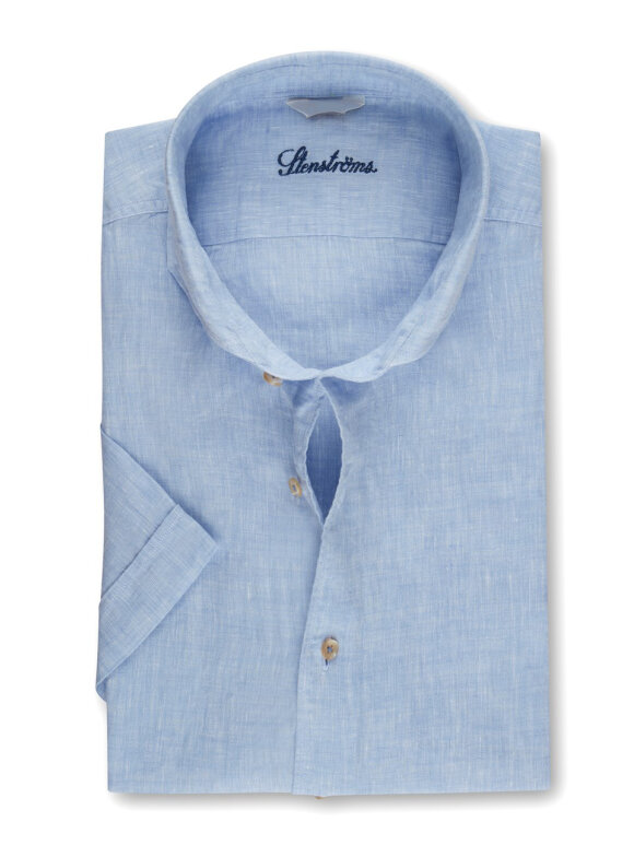 Stenstrøms - Blue Slimline Linen Shirt SS
