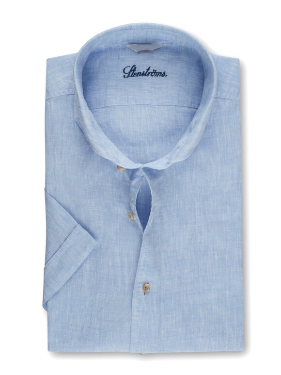 Stenstrøms - Blue Slimline Linen Shirt SS Stenstrøms - Blue Slimline Linen Shirt SS